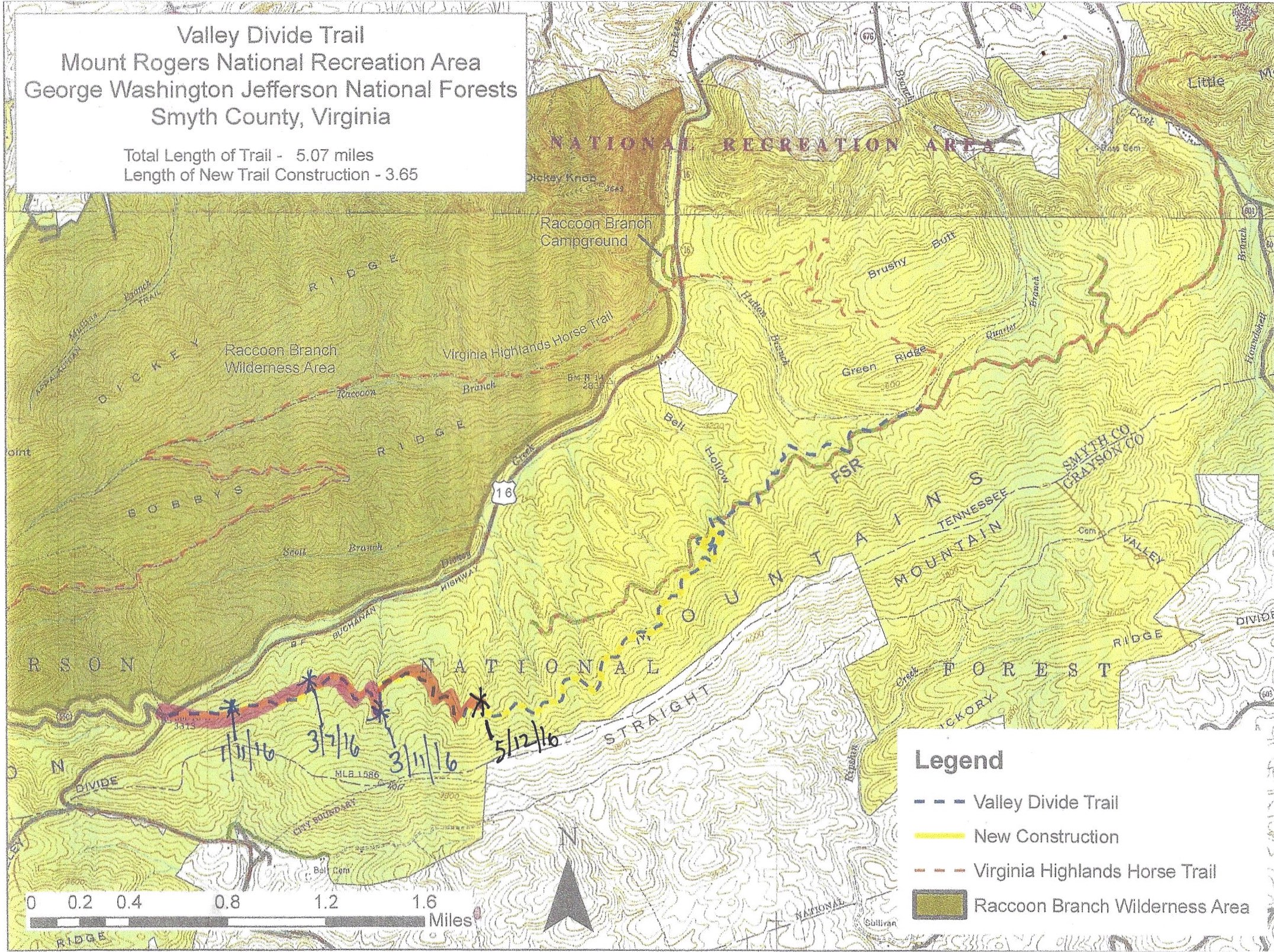Our progress working on the proposed Valley Divide Trail